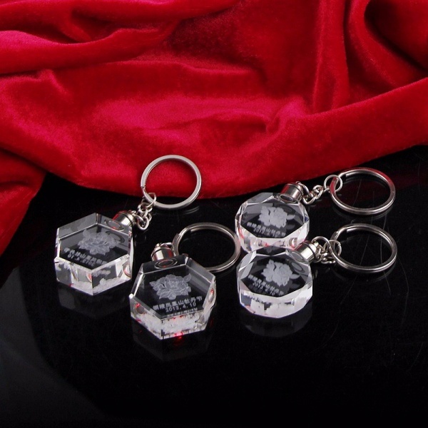 2019 Promotion Gift Cheap Wholesale 3d Custom Laser Logo Crystal LED KeyChain