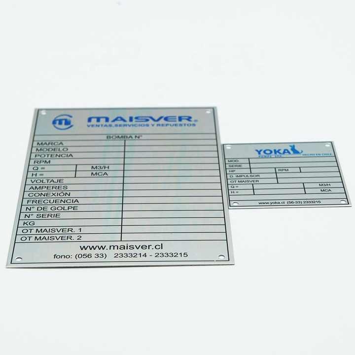 Custom design laser engraving logo rivet metal aluminum labels nameplates for machine