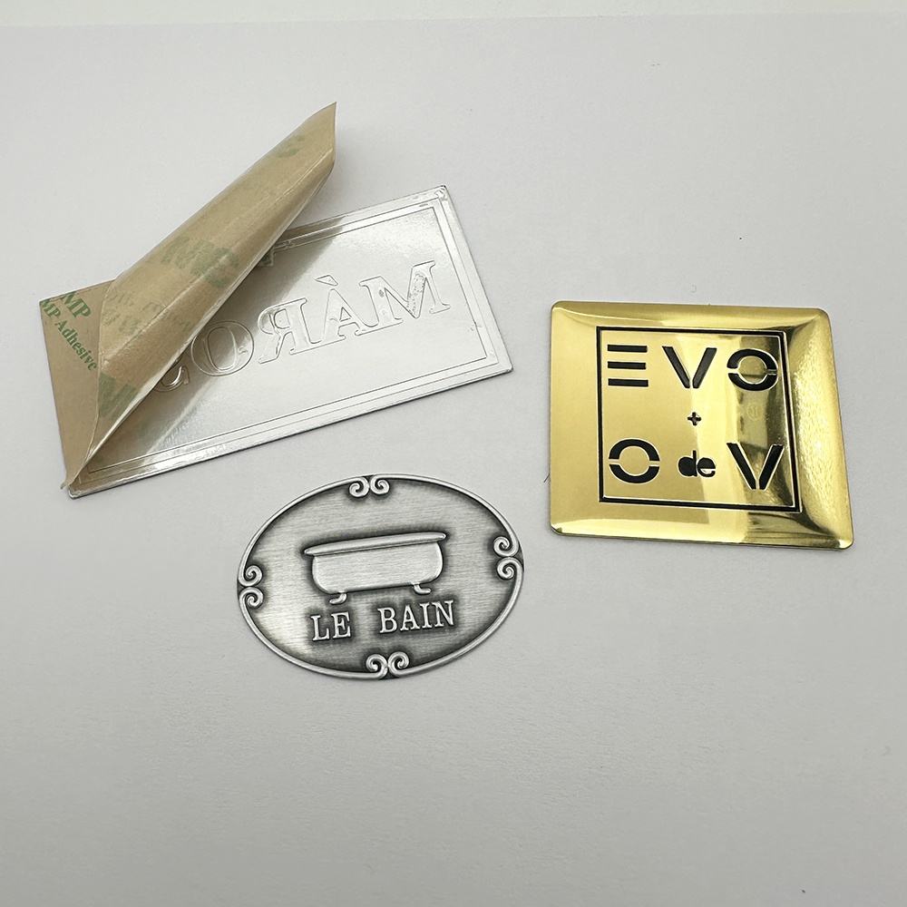 Customized Candle Fragrance Designs Aluminium Embossed Logo Sticker Metal Perfume Bottle for Packaging Label