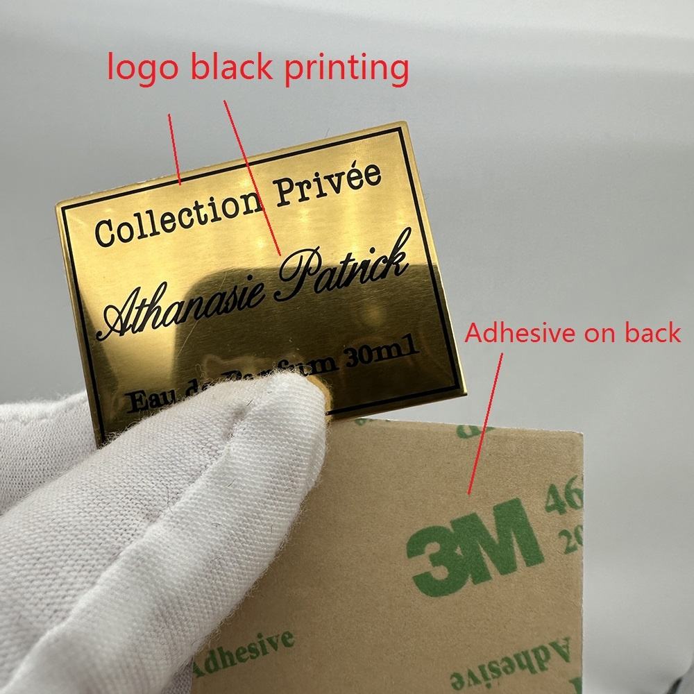 Customized Candle Fragrance Designs Aluminium Embossed Logo Sticker Metal Perfume Bottle for Packaging Label