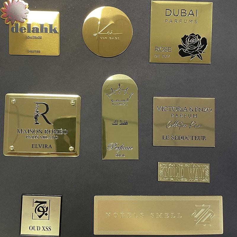 Custom Cosmetics Fragrance Bottles Packaging Labels 3d Metal logo Aluminum Luxury Perfume Label