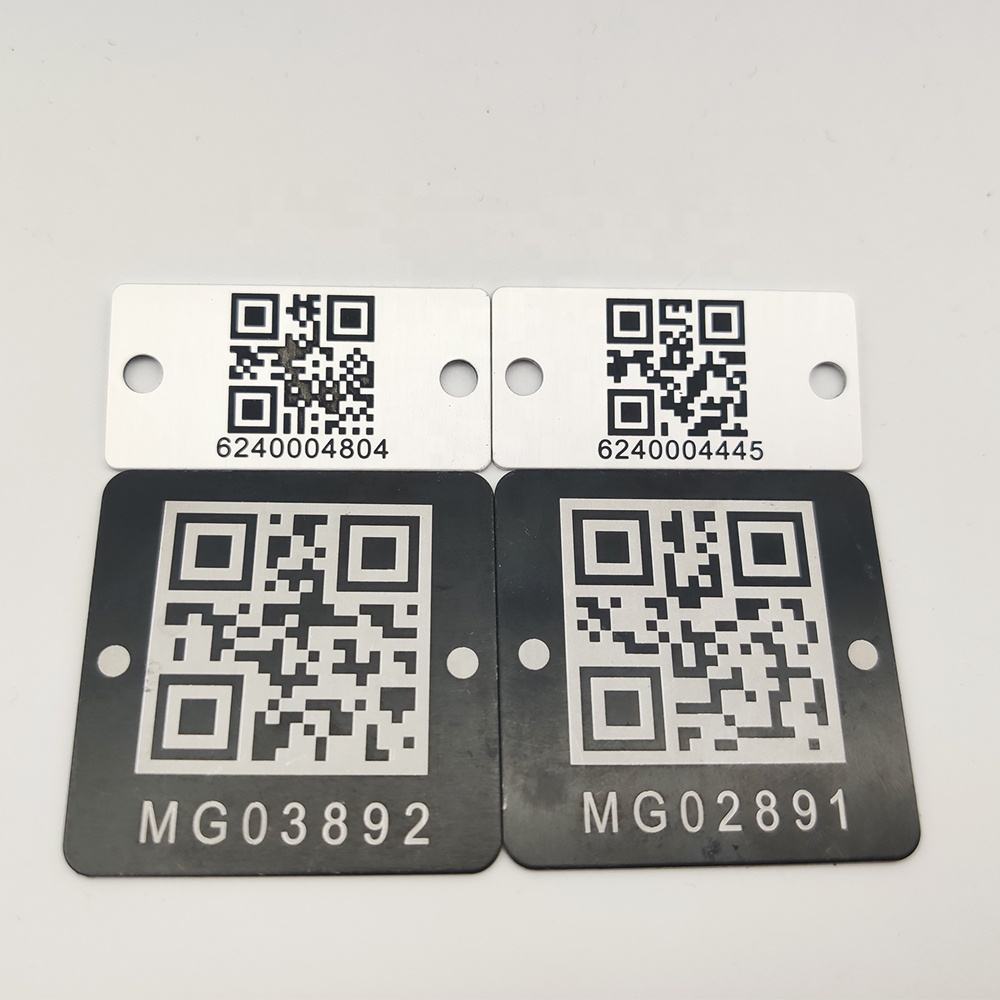 High Quality Metal Aluminum Punch Label Qr Code Serial Number Label for Laser Engraving Metal Tag Custom logo