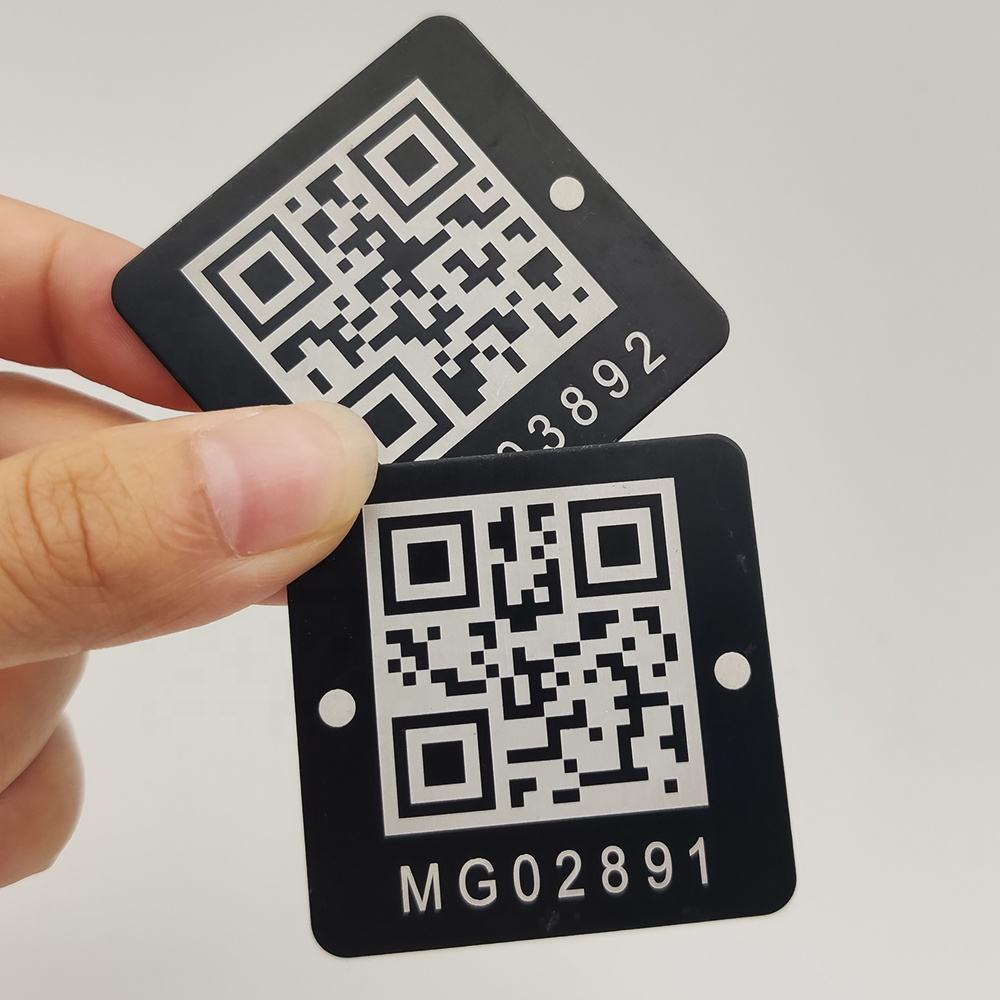 High Quality Metal Aluminum Punch Label Qr Code Serial Number Label for Laser Engraving Metal Tag Custom logo