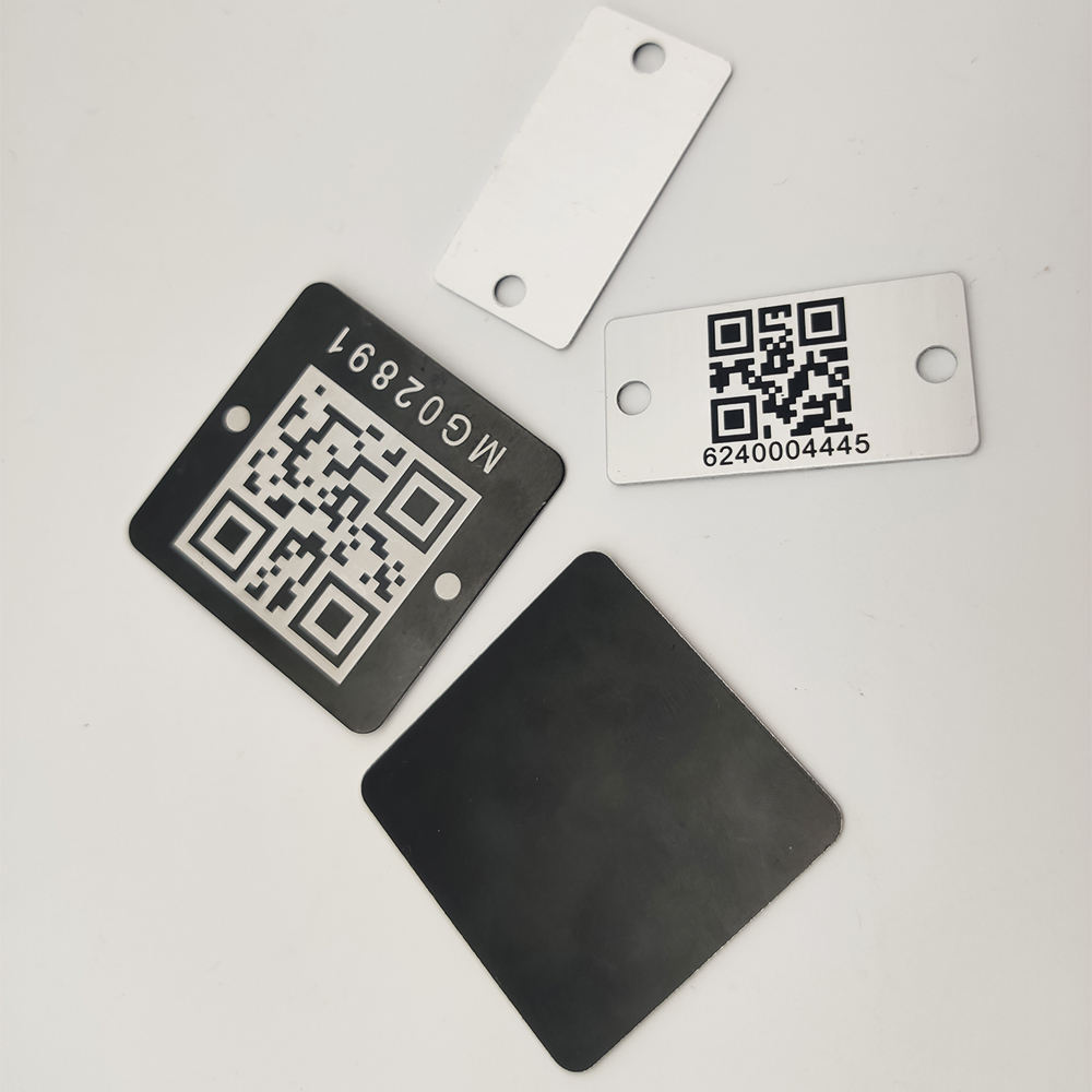 High Quality Metal Aluminum Punch Label Qr Code Serial Number Label for Laser Engraving Metal Tag Custom logo